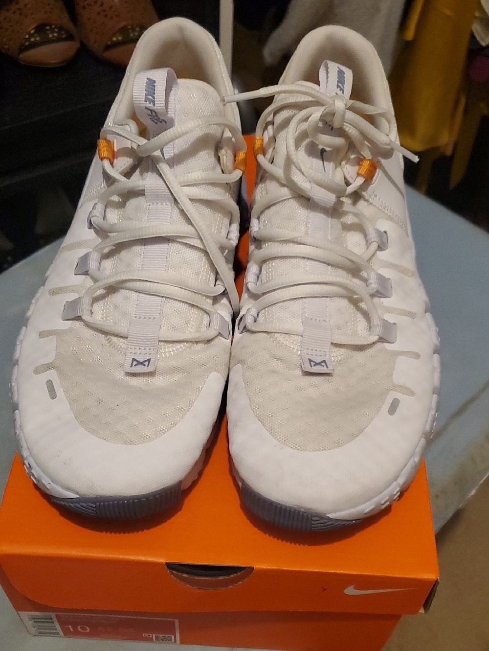 Nike White Athletic Sneakers with Orange Accents